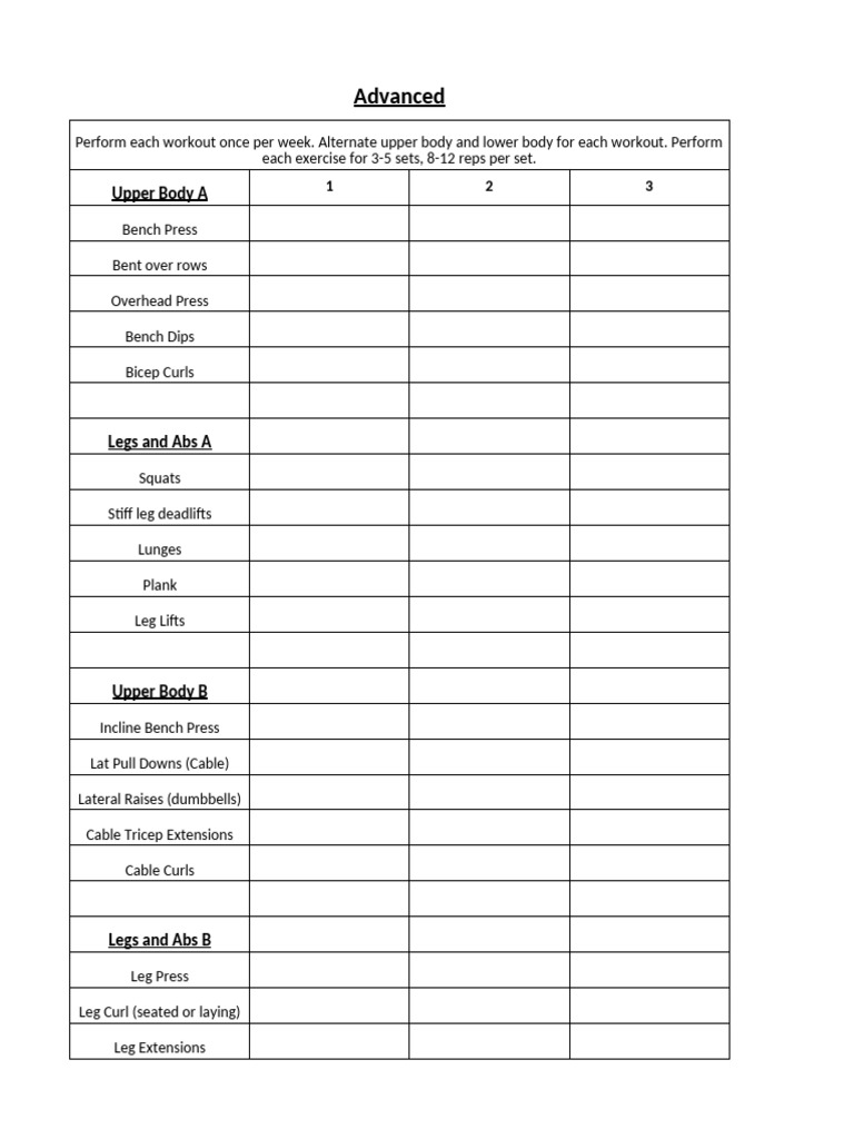 Free Workout Plan Template PDF | PDF