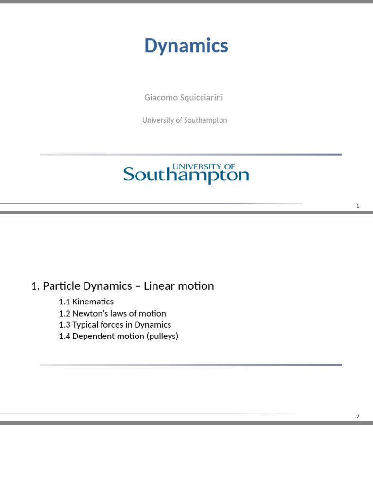 Particle Dynamics and Newton's Laws | PDF | Kinematics | Velocity