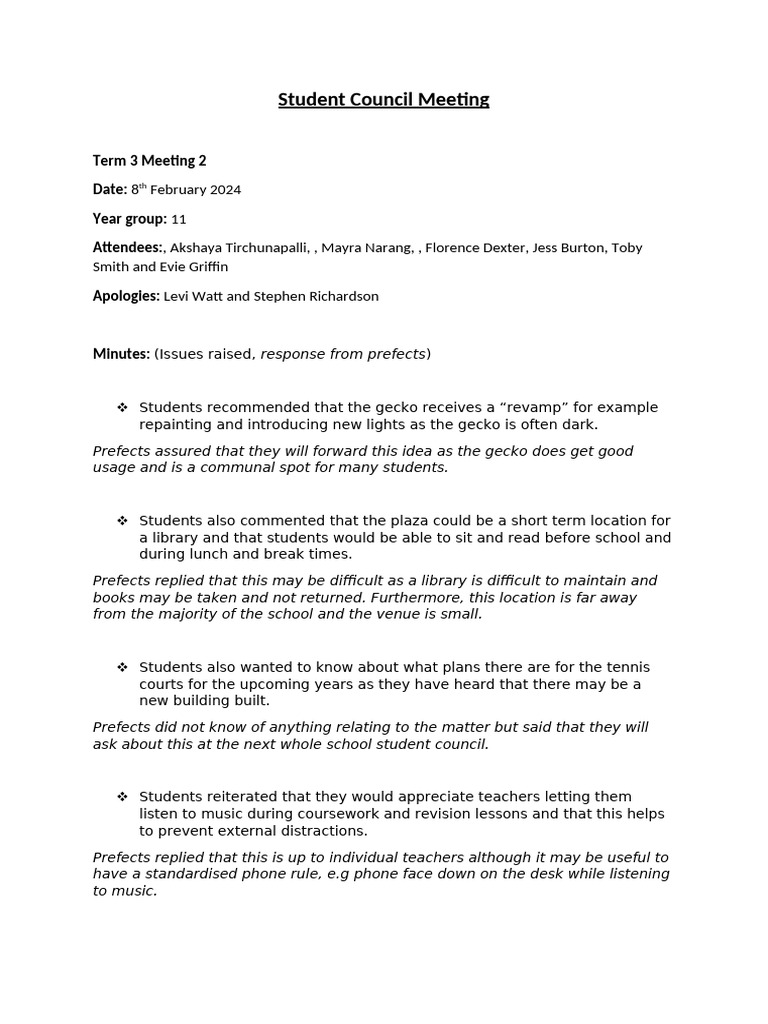 Year 11 SC Minutes T3M1 | PDF