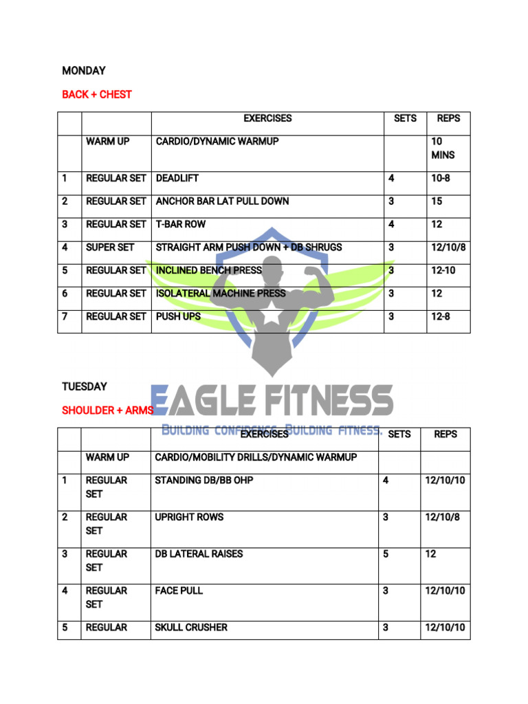Weekly Workout Plan: Strength Training | PDF