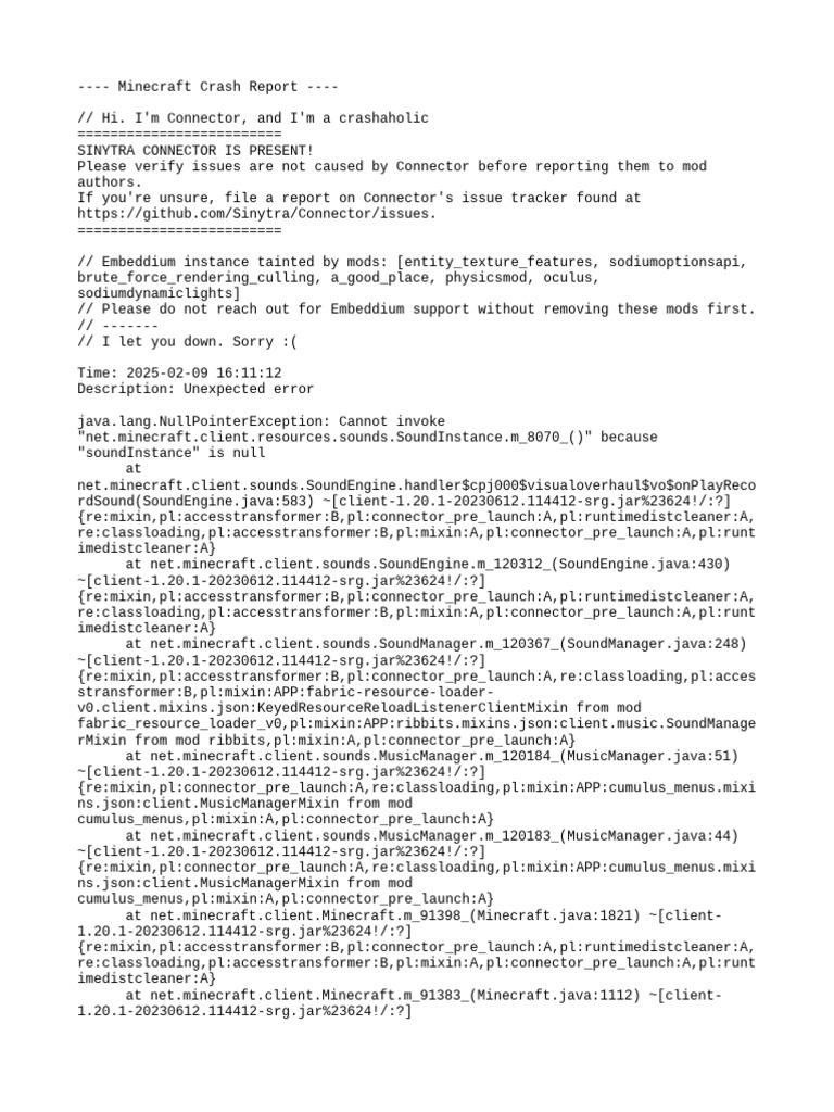 Minecraft Crash Report Analysis | PDF | Computer Hardware | Computing