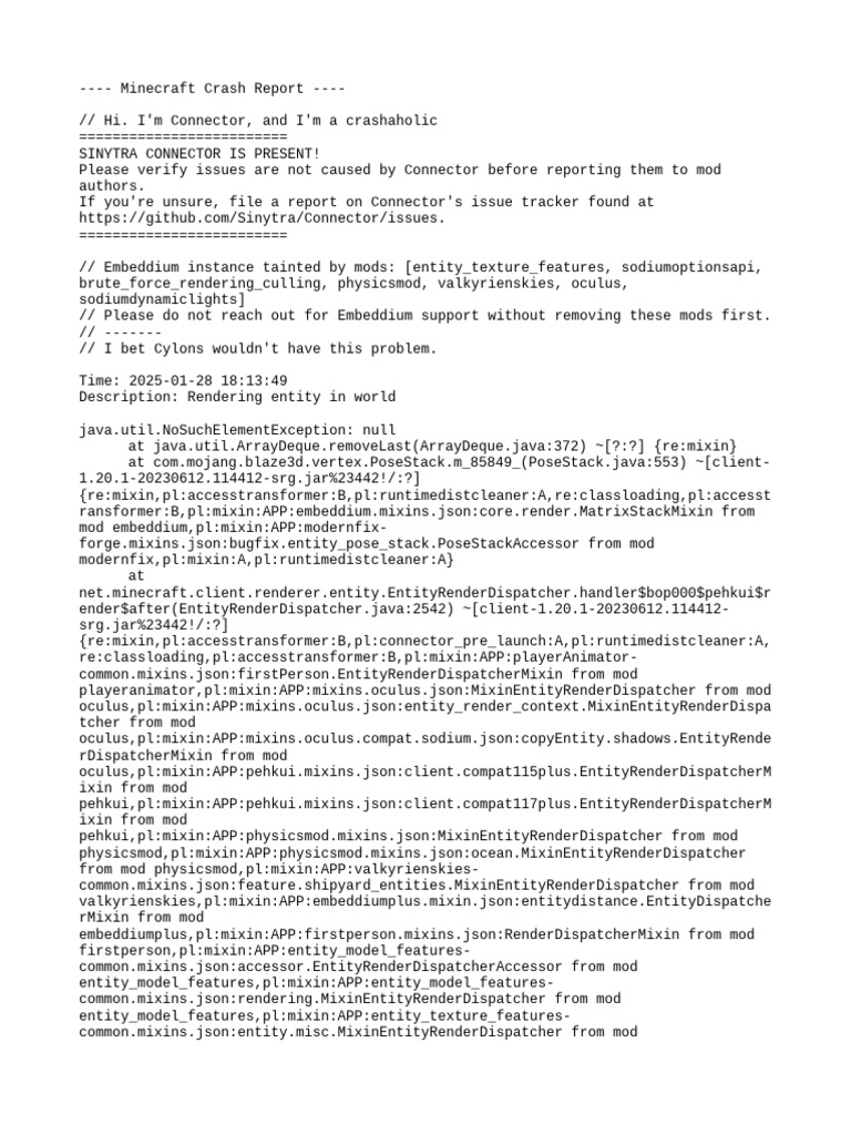 Minecraft Crash Report: Rendering Error | PDF | Zip (File Format ...