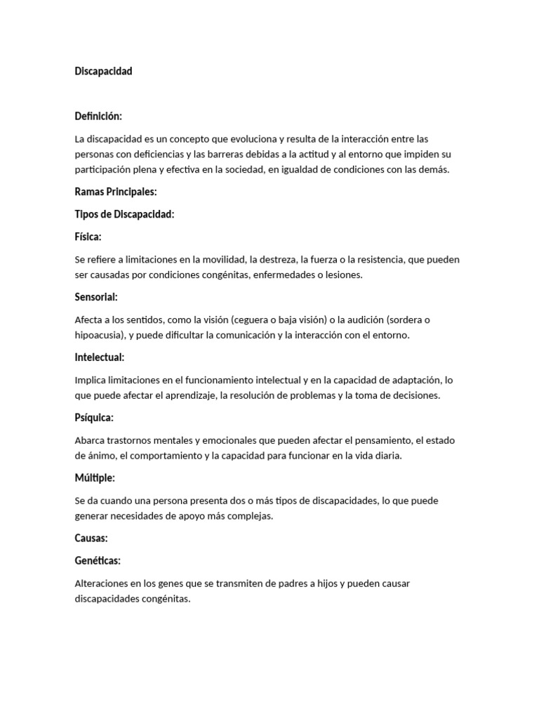 Tipos y causas de discapacidad en la sociedad | PDF | Invalidez ...