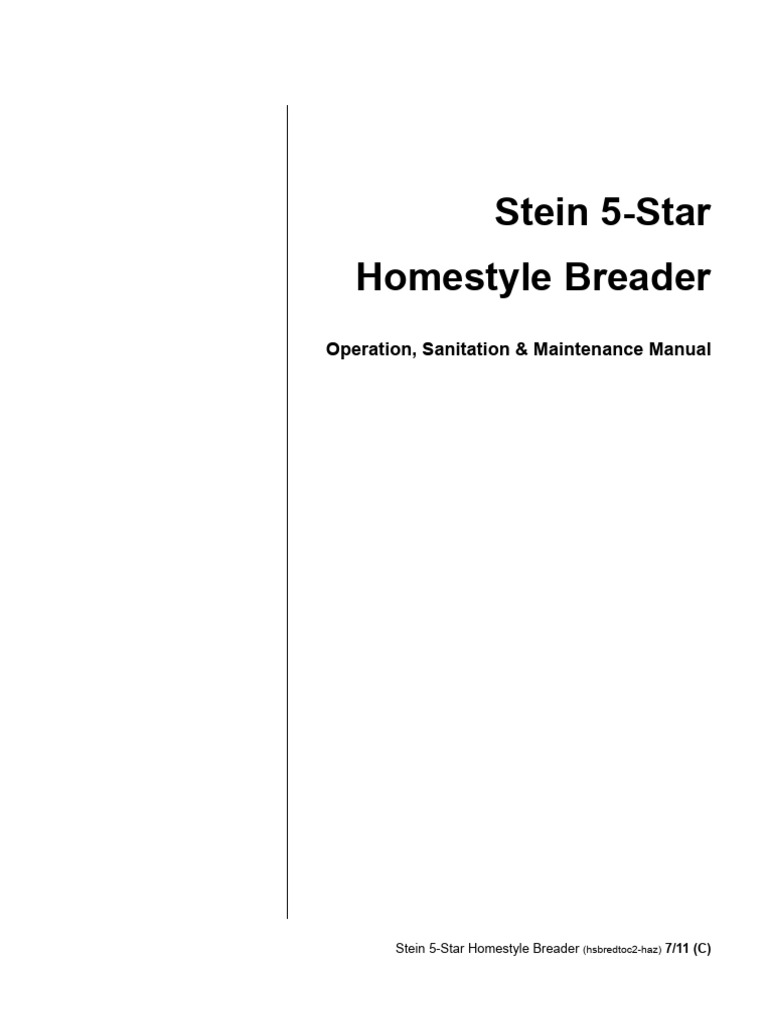 Stein 5-Star Breader Operation Manual | PDF | Leak | Mechanical Engineering