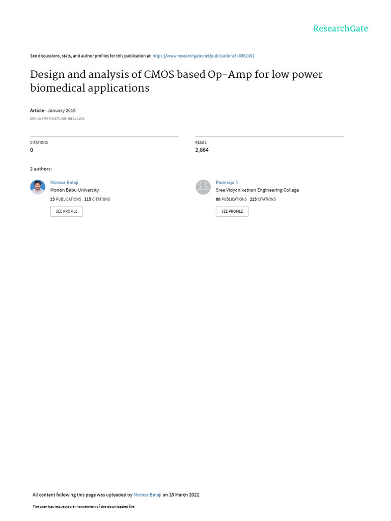 CMOS Op-Amp Design for Low Power Use | PDF | Operational Amplifier ...