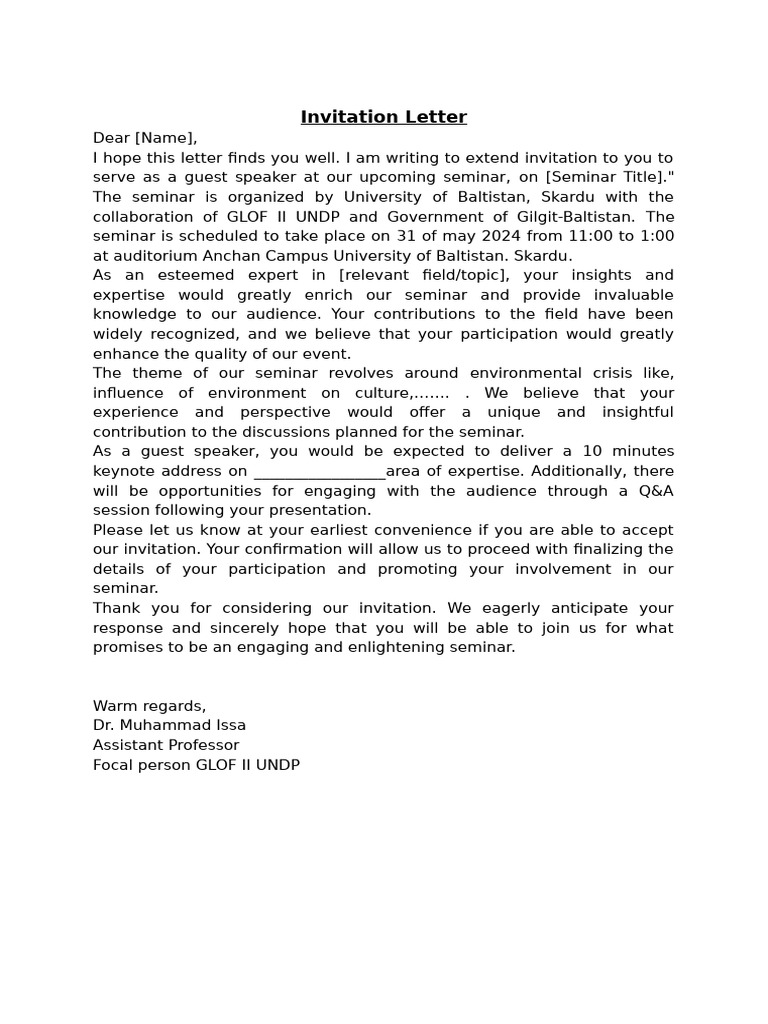 Seminar Letter | PDF