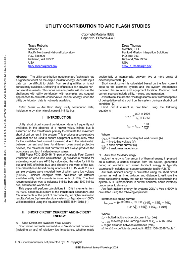 Utility Contribution in Arc Flash Studies | PDF | Electricity ...