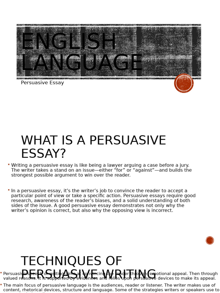 English Language - Persuasive Essay | PDF | Persuasion | Human ...