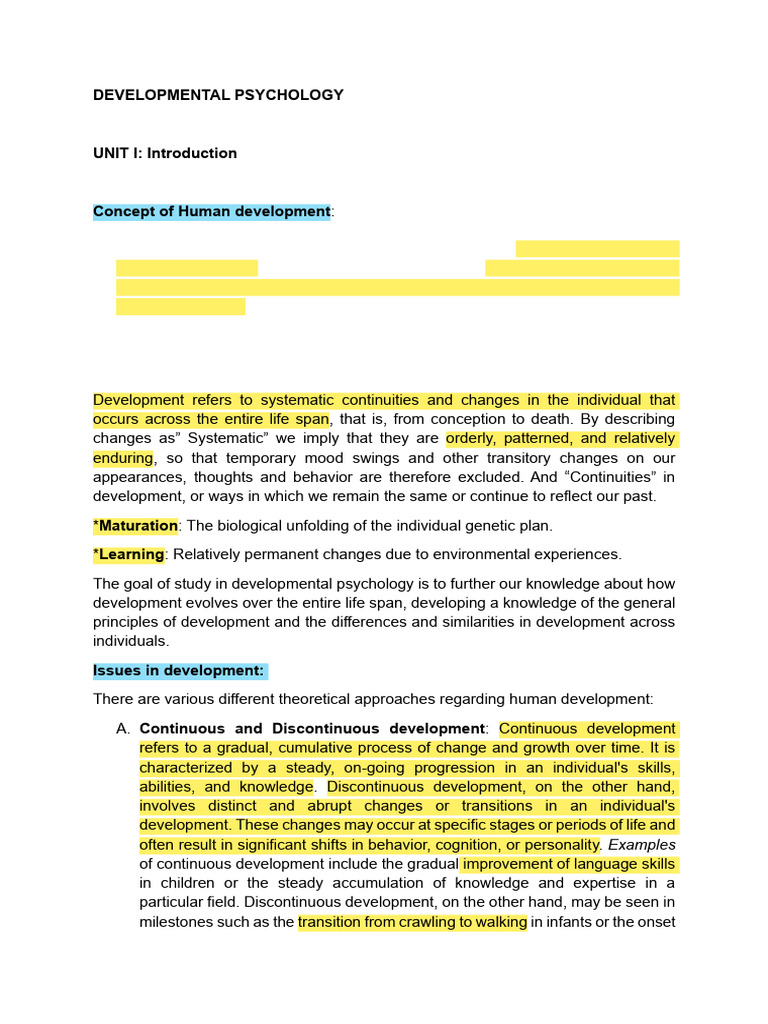 Overview of Developmental Psychology | PDF | Developmental Psychology ...