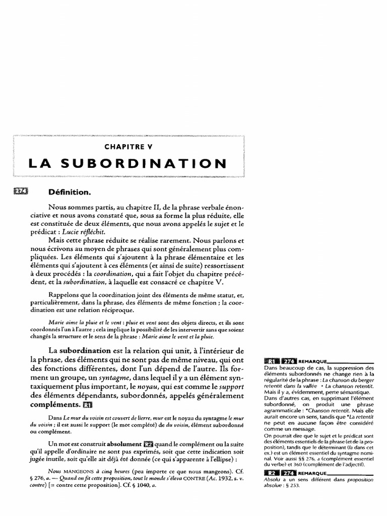 Subordination et éléments de phrase | PDF | Clause | Phrase