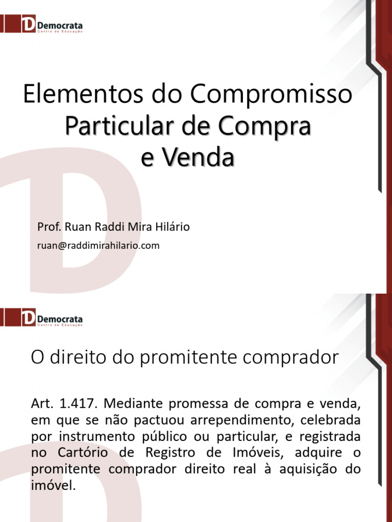 Elementos do Compromisso de Compra e Venda | PDF | Adjudicação | Justiça