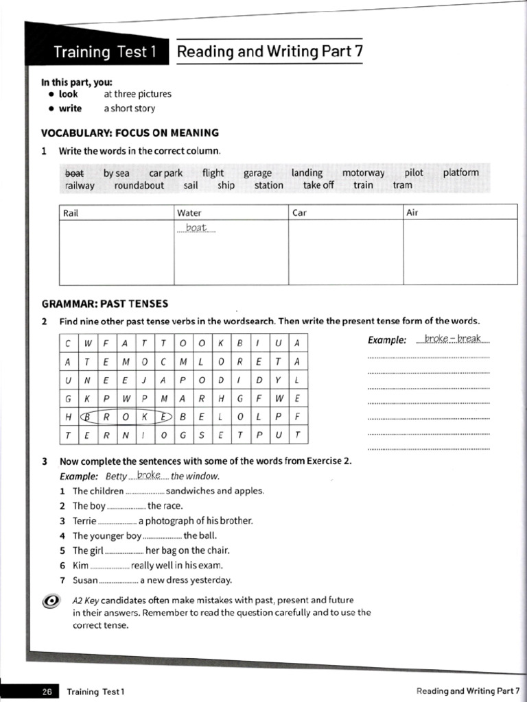 A2 Key For Schools - Group A - Class 3 | PDF