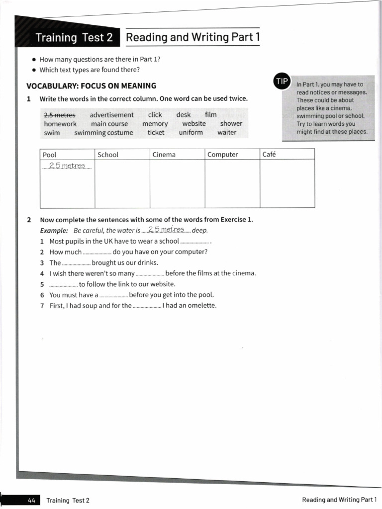 A2 Key For Schools - Group A - Class 5 | PDF