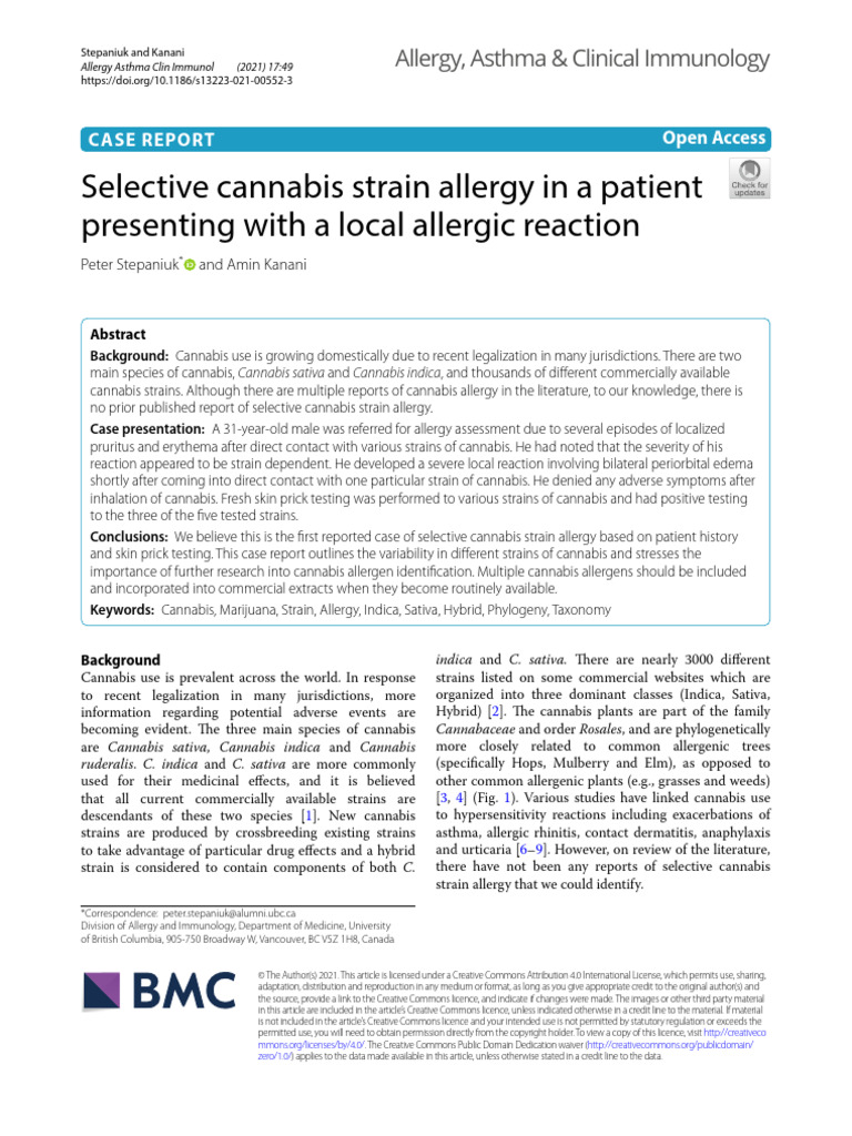 Selective Cannabis Strain Allergy Case | PDF | Allergy | Allergen