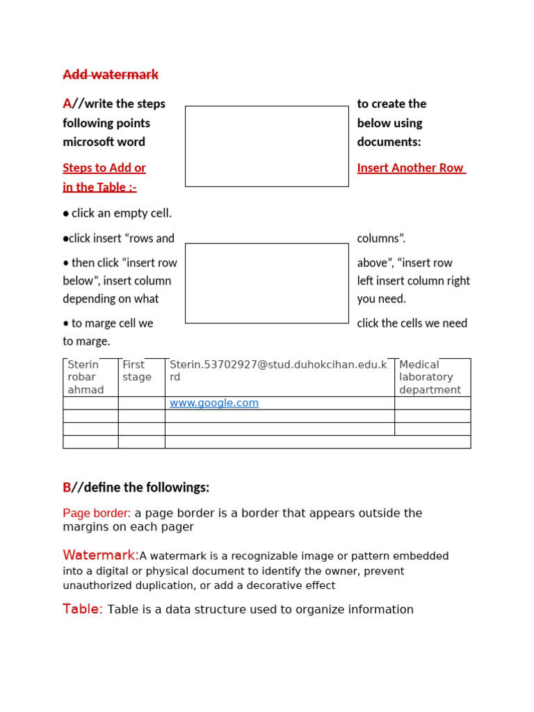 Watermark Definition and Insertion Steps | PDF