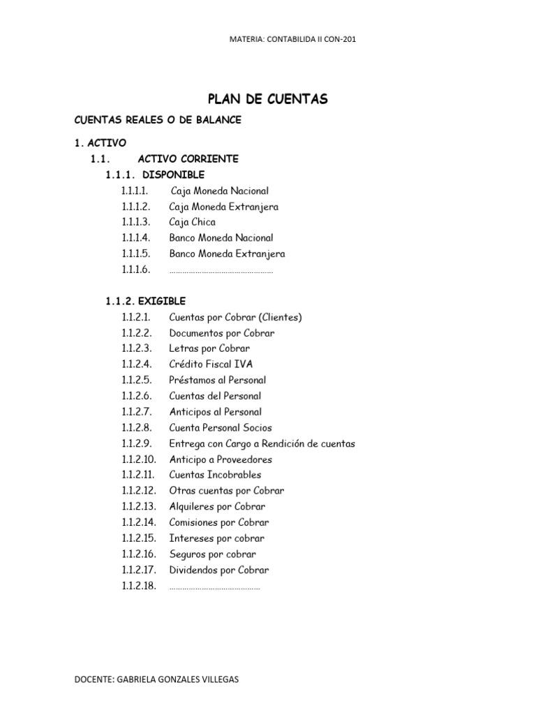 Plan de Cuentas Contables Detallado | PDF | Economias | Dinero