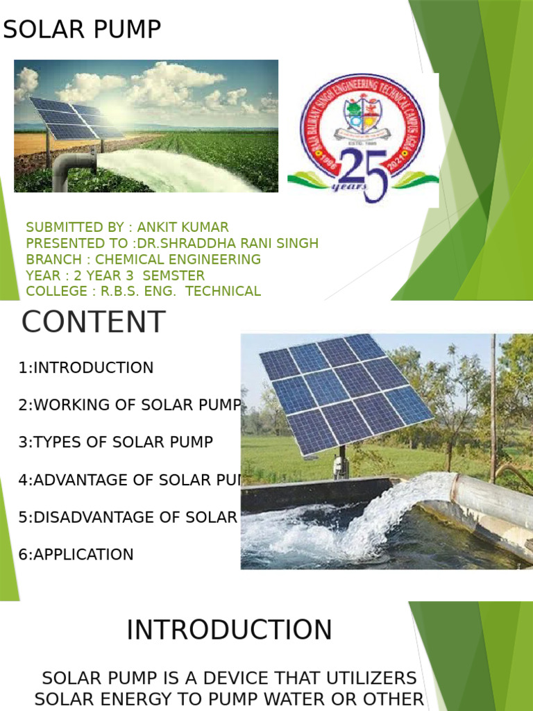 Ankit Kumar Solar Pump | PDF | Pump | Solar Power