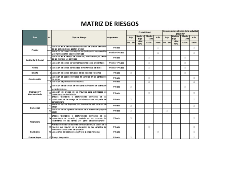 Matriz de Riesgos en Proyectos Públicos y Privados | PDF | Economias