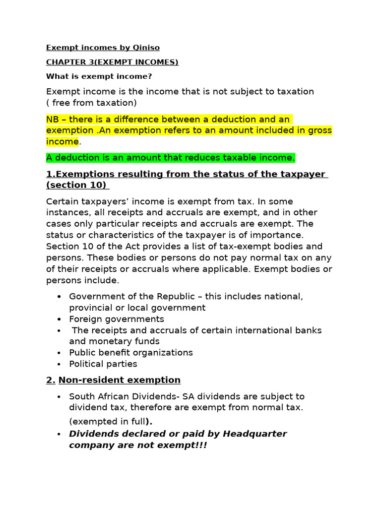 Understanding Exempt Incomes in Taxation | PDF | Tax Exemption | Taxes