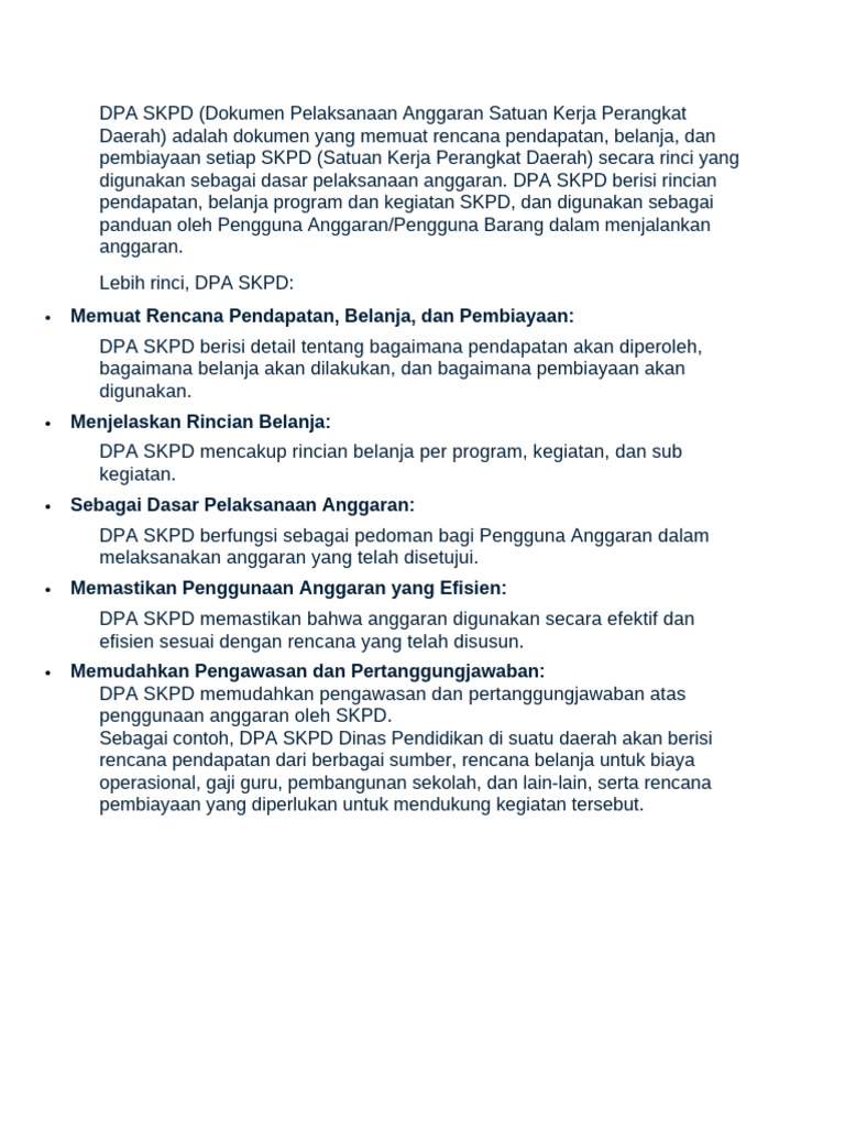 Contoh DPA SKPD untuk Sekolah | PDF