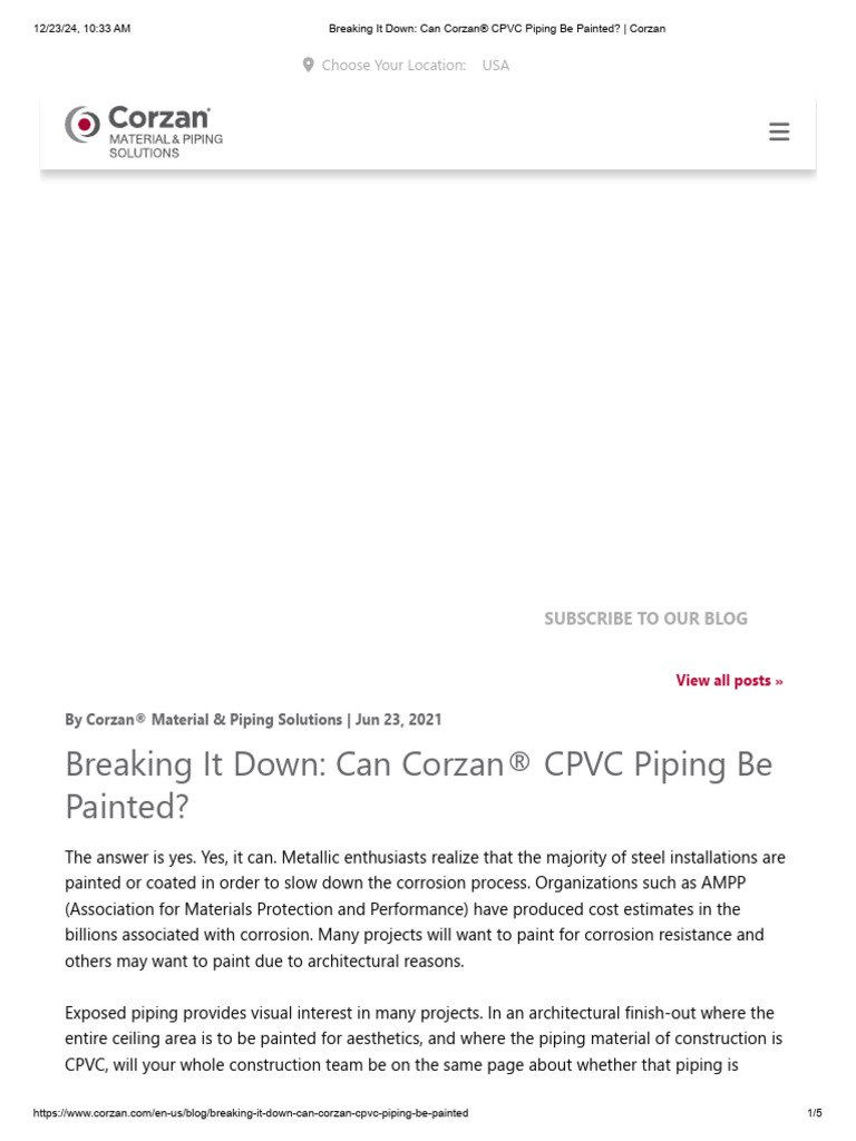 Painting Corzan® CPVC Piping Explained | PDF | Paint | Epoxy
