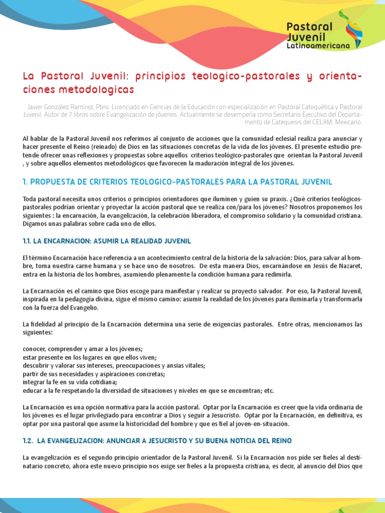 Principios de la Pastoral Juvenil | PDF | Fe | Evangelización