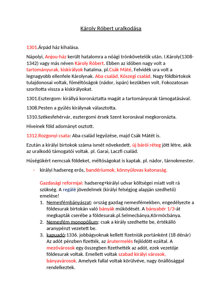 Károly Róbert Uralkodása | PDF