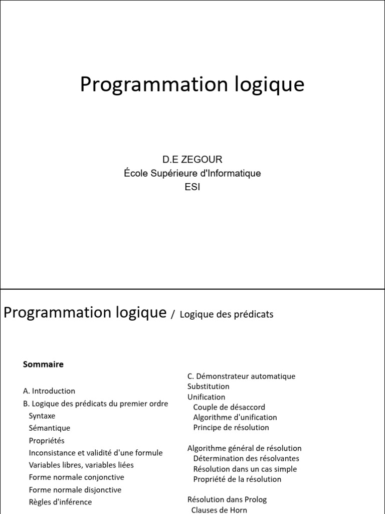 Programmation Logique et Prolog | PDF | Logique mathématique | Calcul ...