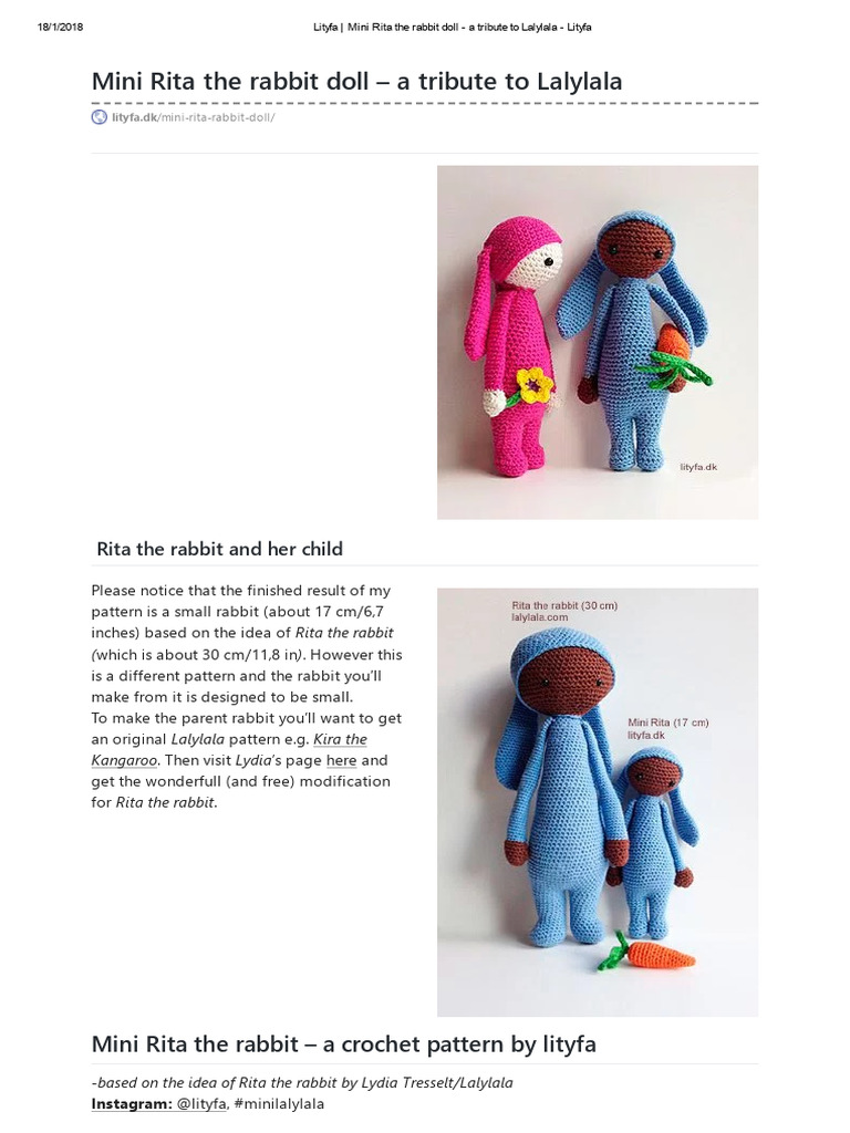 Mini Rita Rabbit Crochet Pattern | PDF | Crochet | Figured Fabrics