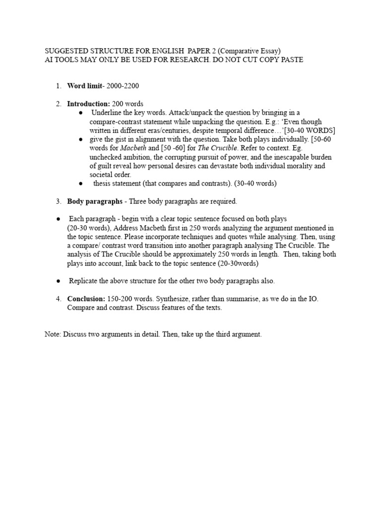 Comparative Essay Structure for English Paper 2 | PDF