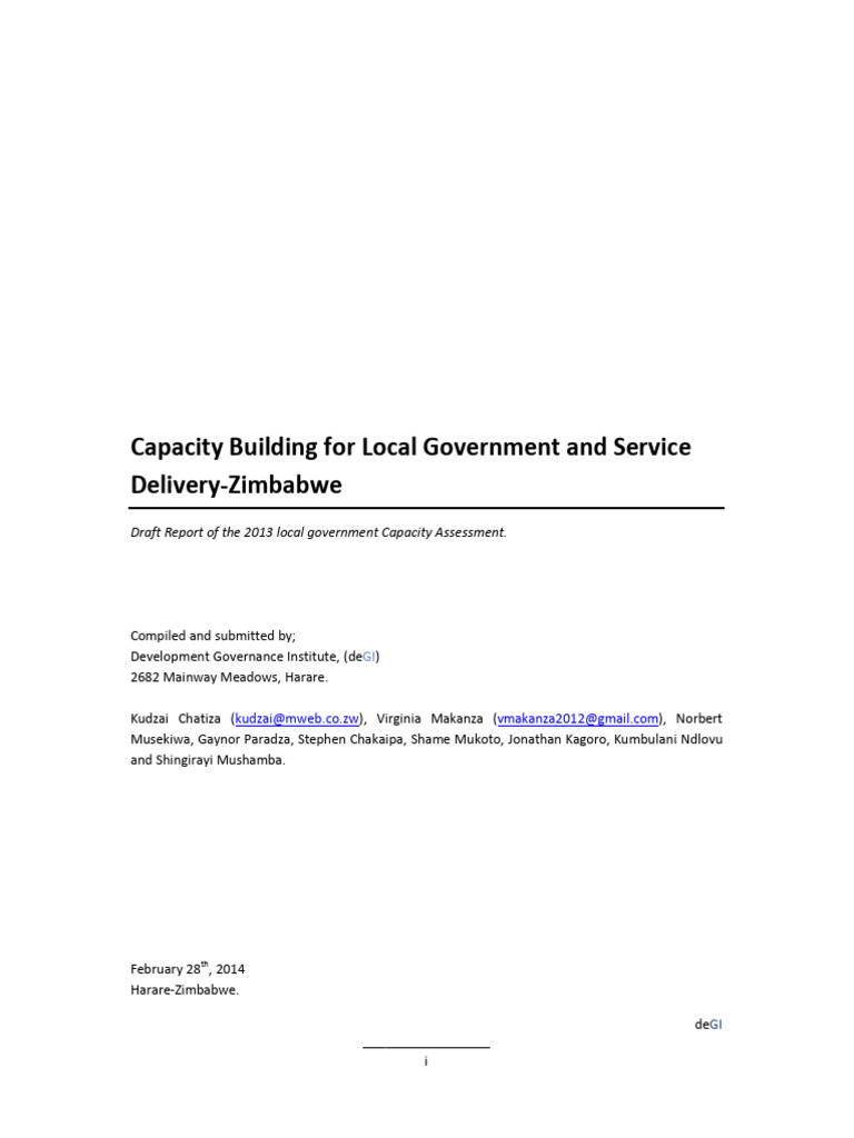 Local Government Capacity Assessment Zimbabwe | PDF | Capacity Building ...
