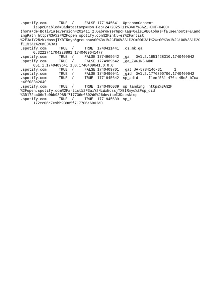 Spotify User Consent and Tracking Data | PDF