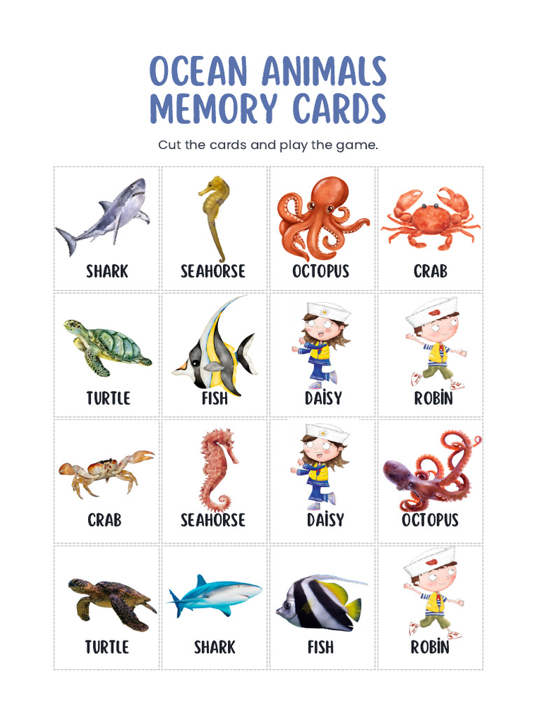 Ocean Animals Memory Card Game | PDF
