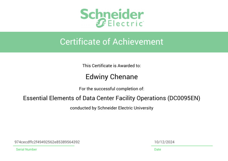 Certificate for Data Center Operations | PDF