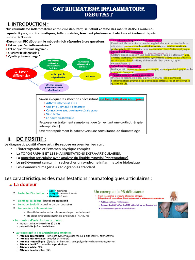 Diagnostic du rhumatisme inflammatoire | PDF