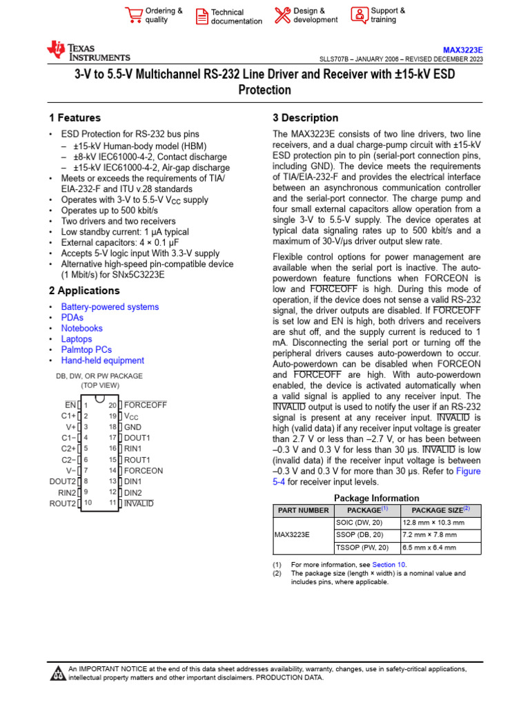 Max 3223 e | PDF | Electrostatic Discharge | Electromagnetism