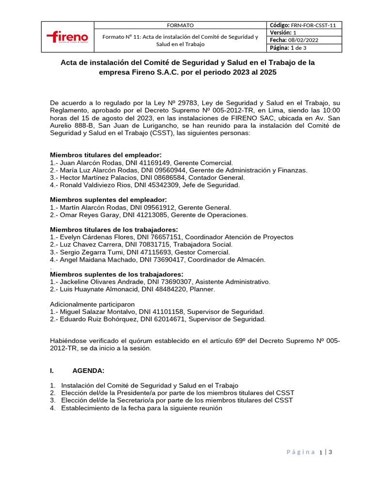 Acta Instalacion de CSST 2023 - 2025 Ok | PDF | Gobierno