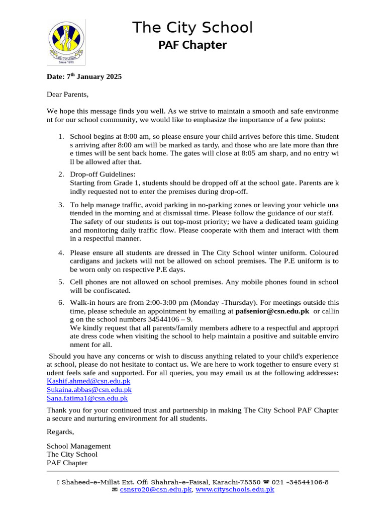 City School PAF Chapter Parent Guidelines | PDF