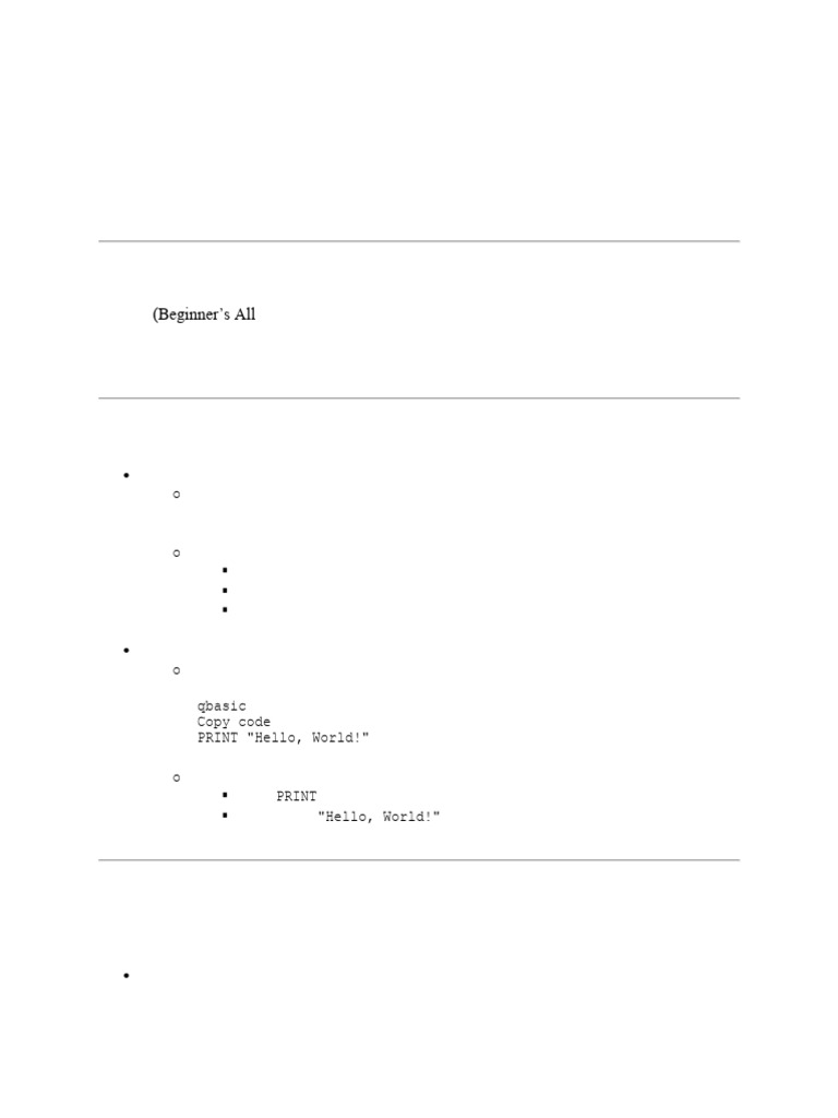 QBASIC Programming Basics Guide | PDF | Basic | Control Flow