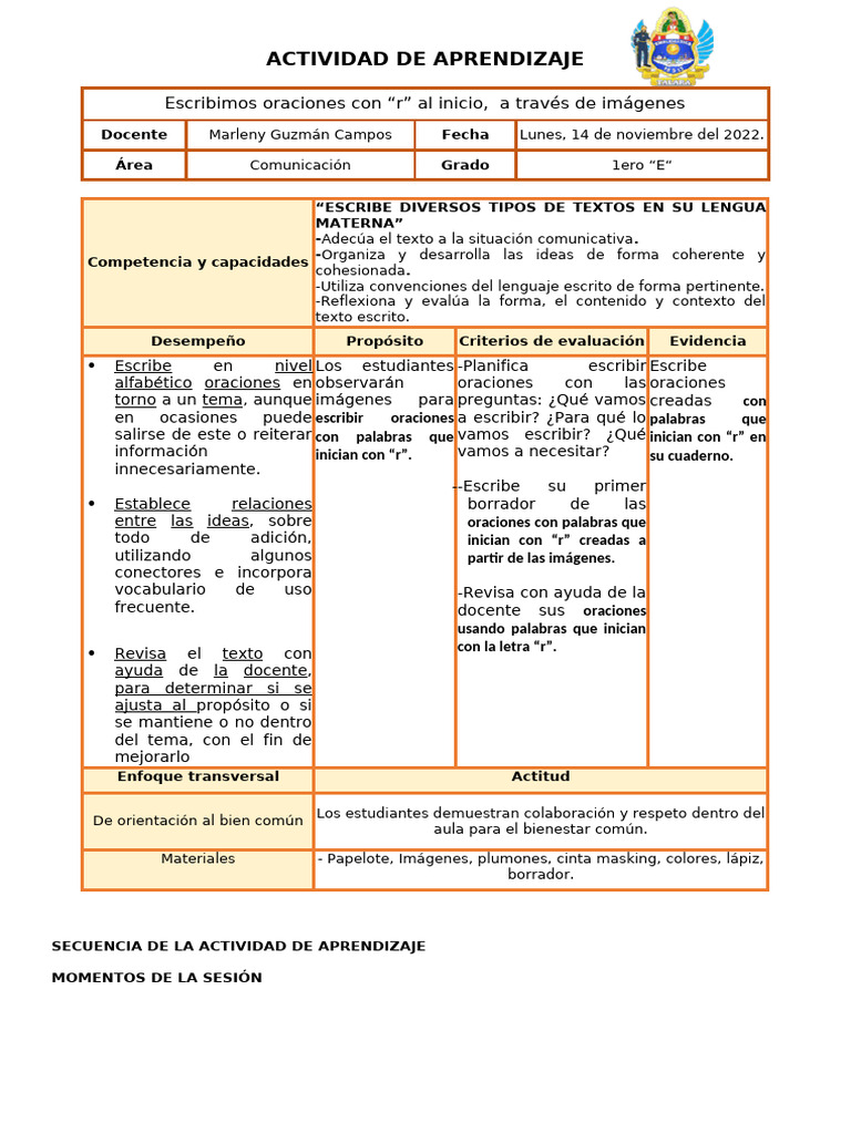 Escribir oraciones con 