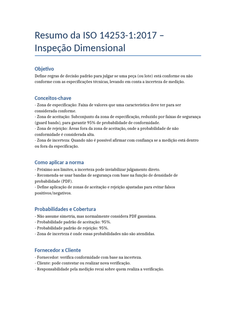 Resumo da ISO 14253-1:2017 | PDF