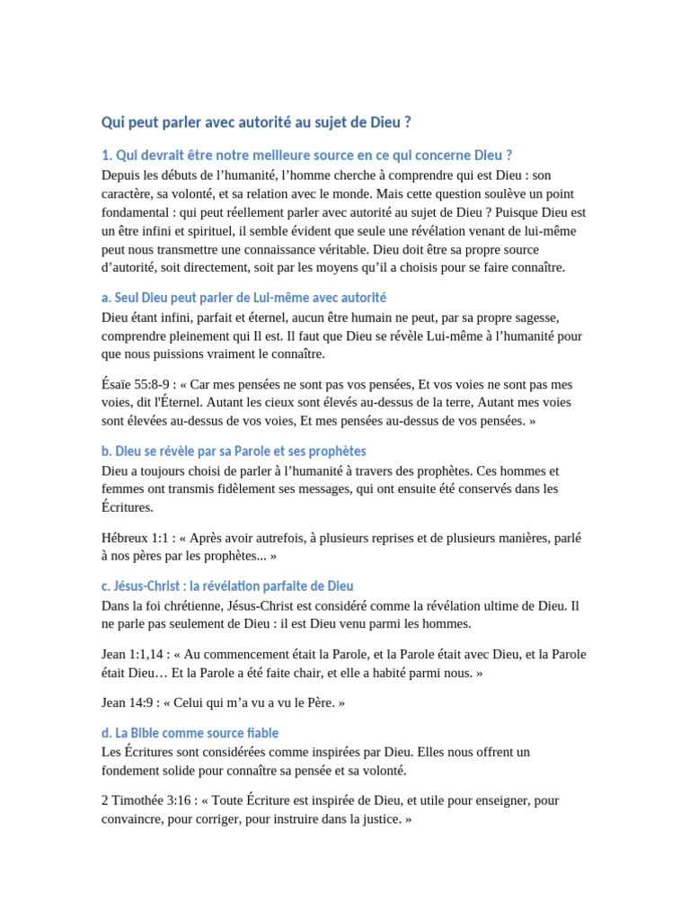 Autorité divine sur la connaissance de Dieu | PDF | Dieu | Jésus