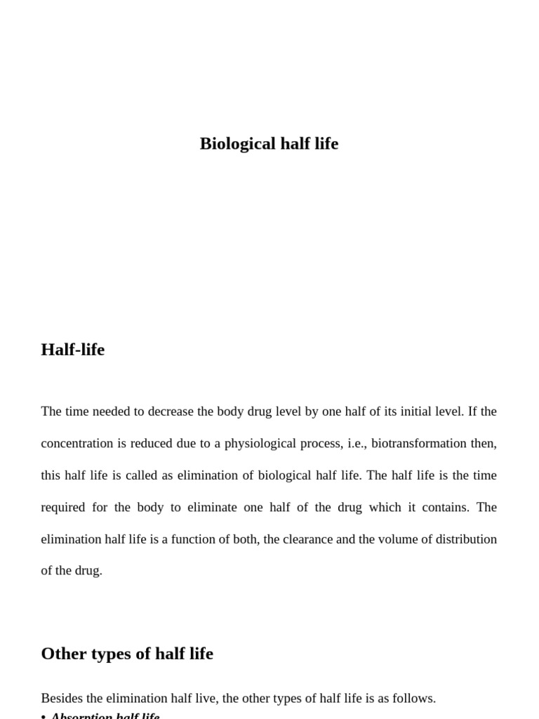 Understanding Biological Half-Life Types | PDF | Pharmacokinetics ...