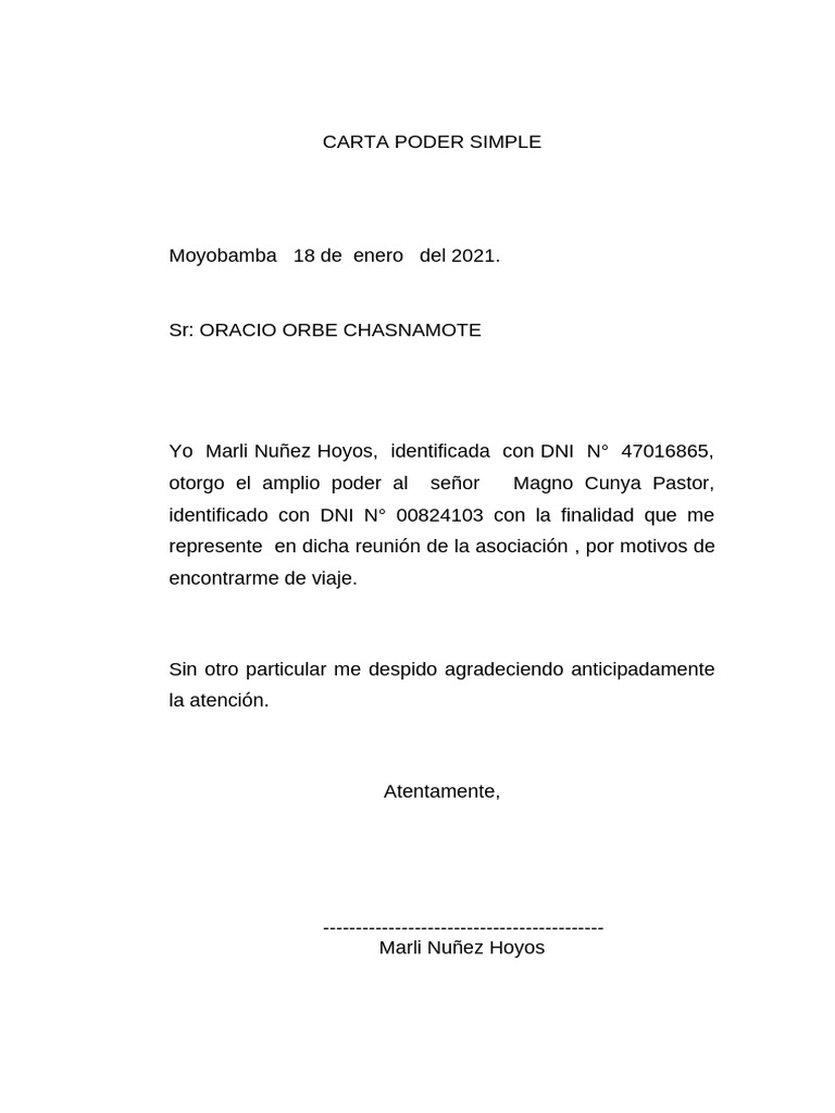 Carta Poder Simple | PDF