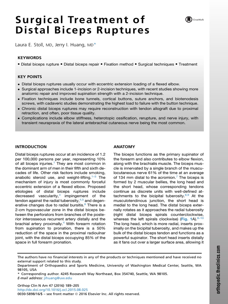 Surgical Treatment of Distal Biceps Ruptures | PDF | Human Anatomy ...