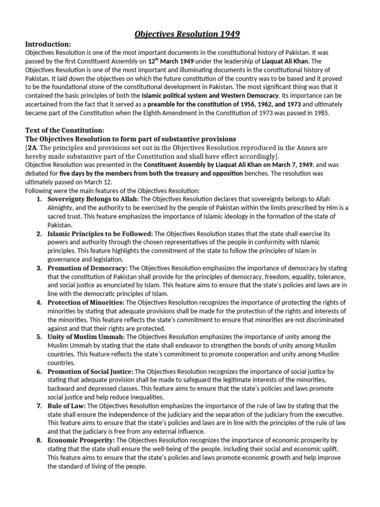 Objectives Resolution of Pakistan 1949 | PDF | Government | Justice