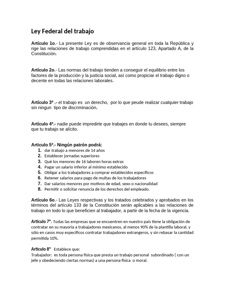 Ley Federal del Trabajo en México | PDF | Outsourcing | Derecho laboral