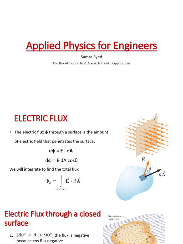 Applications of Electric Flux and Gauss's Law | PDF | Flux | Electric Field