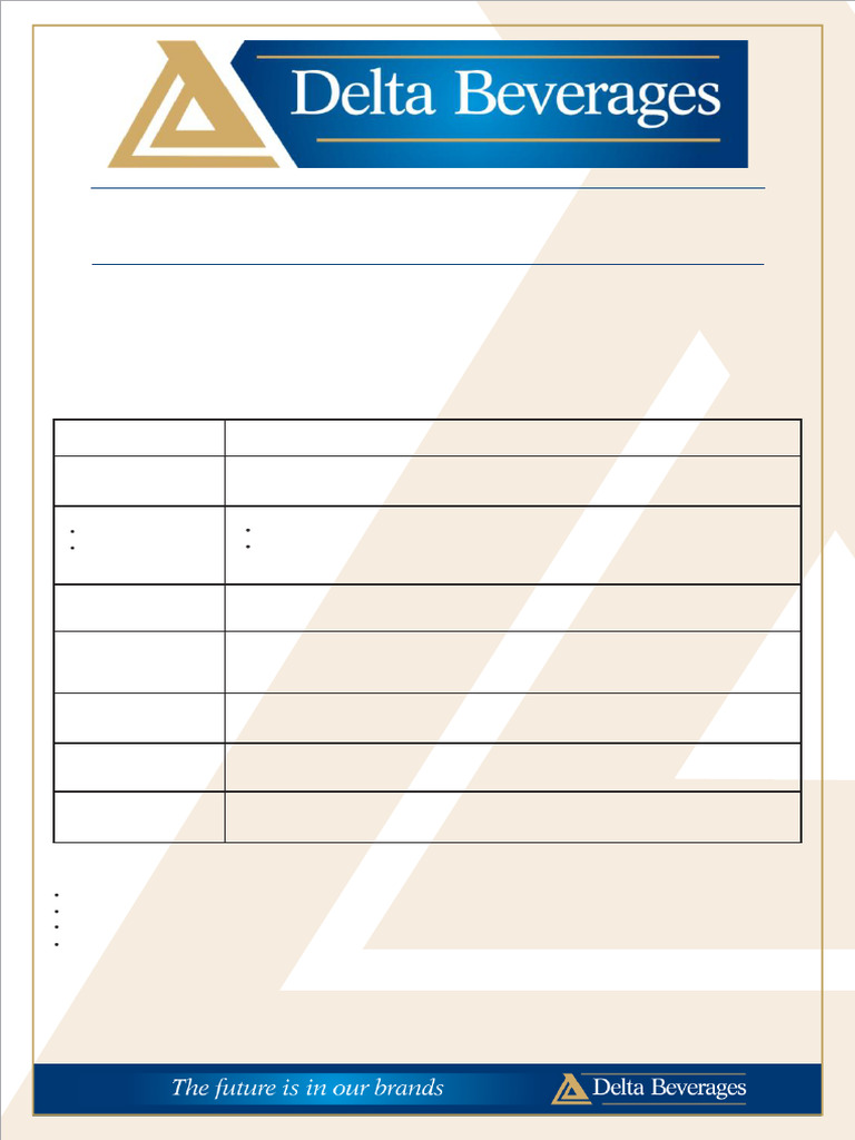 Delta Beverages Graduate Trainee Program 2025 | PDF