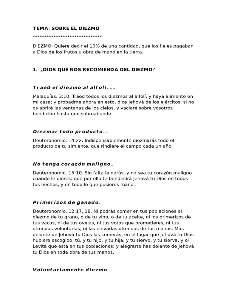 Versículos del Diezmo en el NT | PDF | Diezmo | Creencia religiosa y ...